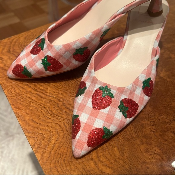 DOLCE VIDA X FOR LOVE AND LEMONS Strawberry Gingham Kitten Heels “LILOU”sz9 RARE - Picture 9 of 13